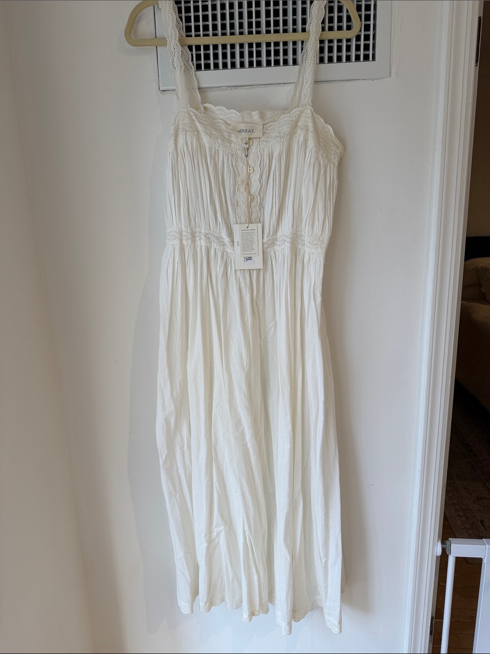The Great Ivory Cream Maxi Sundress with Lace Trim, Size S, NWT - Picture 7 of 9